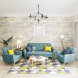 mid century style teal blue sofa set 1