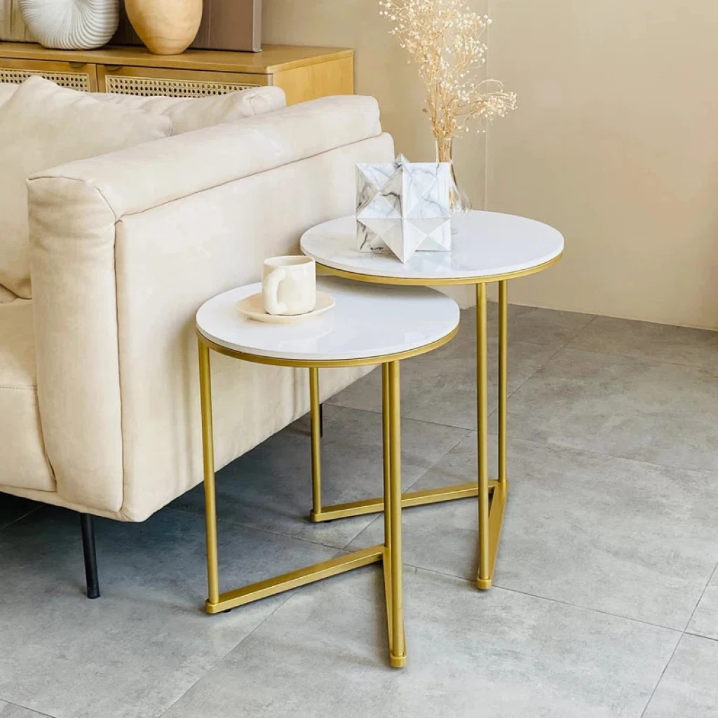 modern luxury style golden & white nesting tables 2 modern luxury style golden & white nesting tables 2