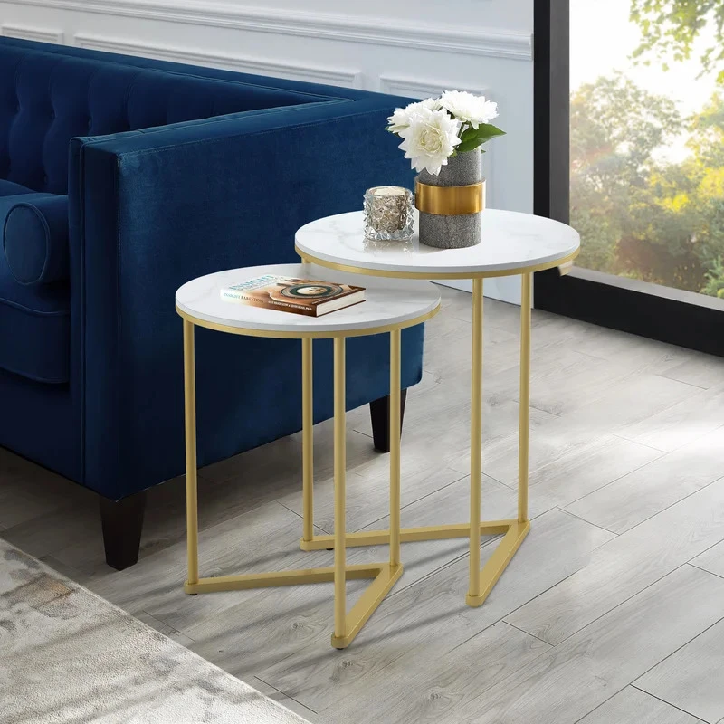 modern luxury style golden & white nesting tables 4 modern luxury style golden & white nesting tables 4