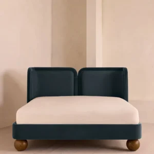 royal blue suede king size bed 3